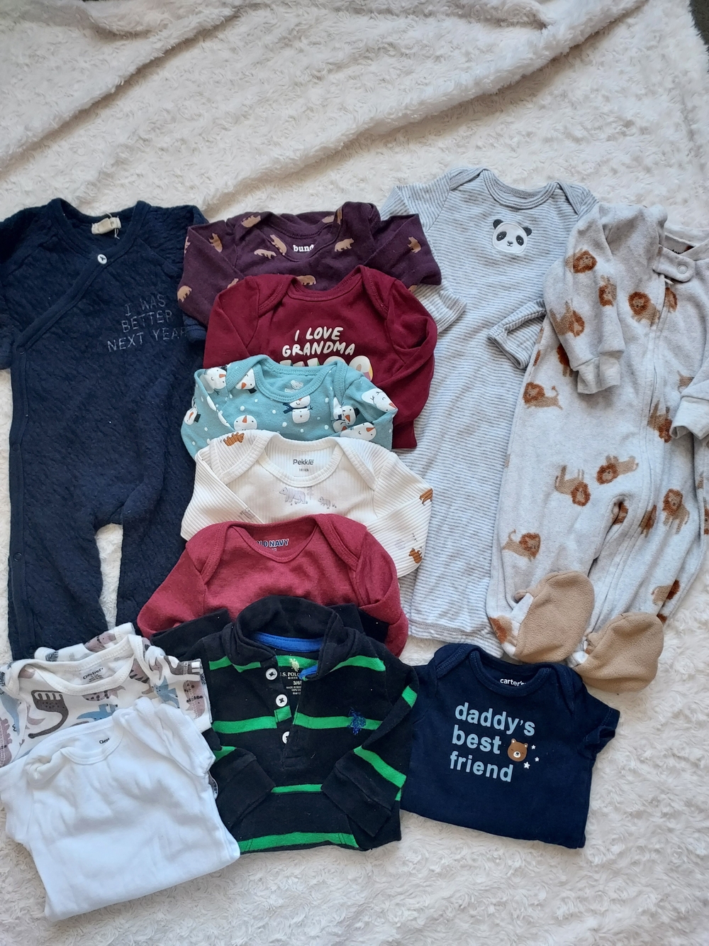 BUNDLE (18 pcs) NB-3/6mo Baby Boys Cool Weather Clothes Everyday Fall Grandmas